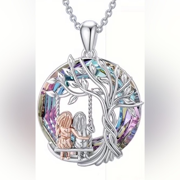 Anthropologie Jewelry - Silver Tree of Life Pendant with Multicolor Accents.